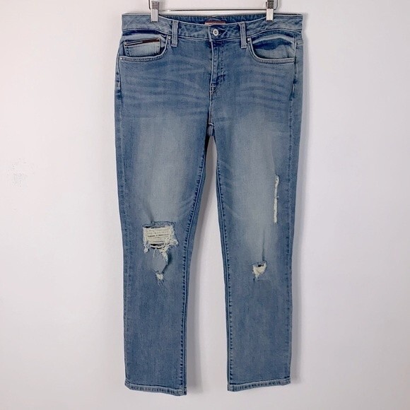 Tommy Hilfiger Distressed Cropped Boyfriend Jeans Sz 8 - Picture 1 of 10